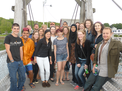 2015 REU students outside on dock.